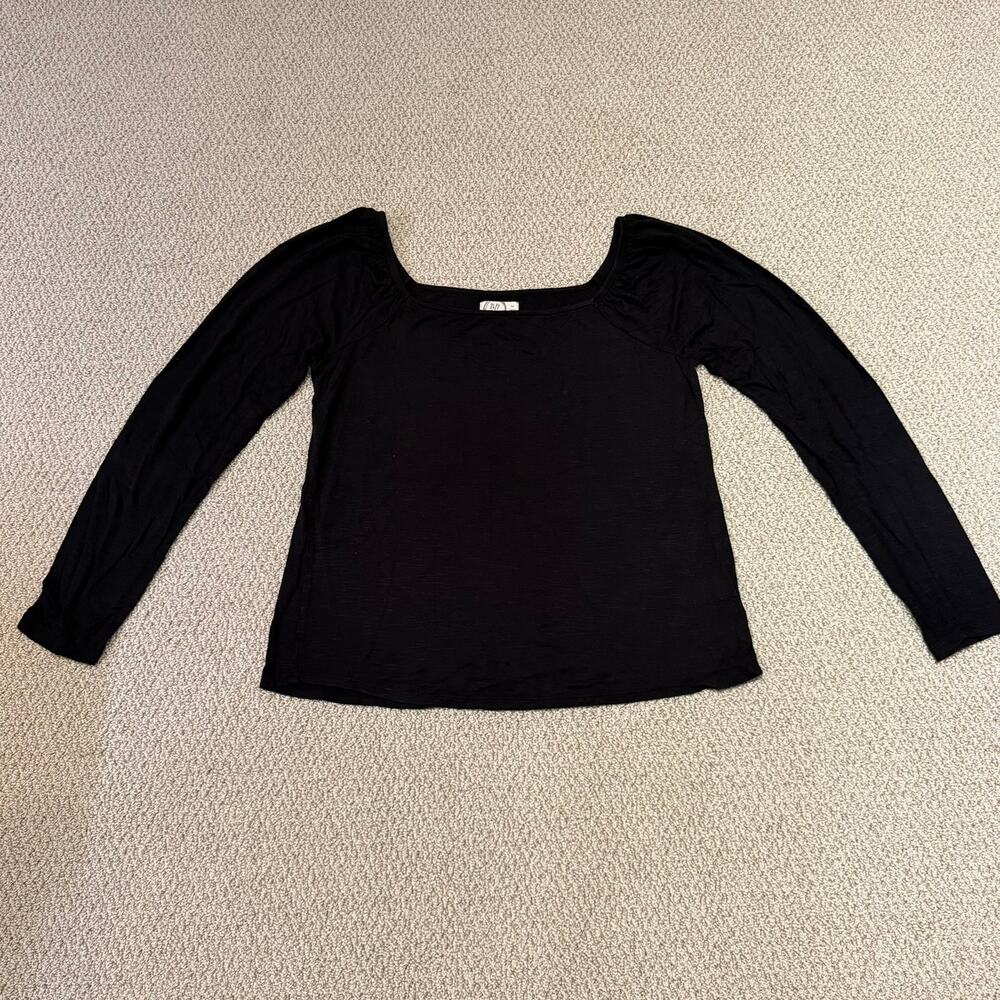 Maurices 24/7 Black Square Neck Off Shoulder Top Women’s M Long Sleeve